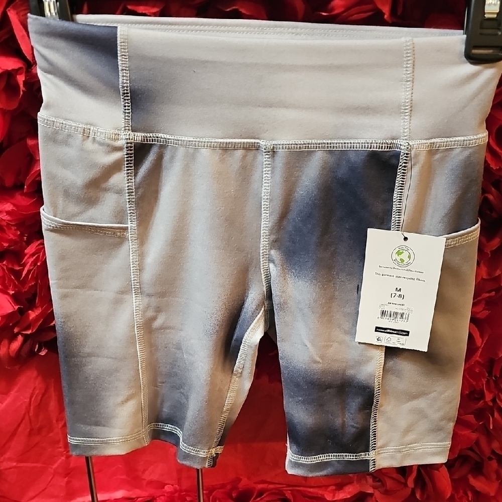 Athletic Works NWT Girls Gray and Blue Athletic Shorts Size Medium 7/8